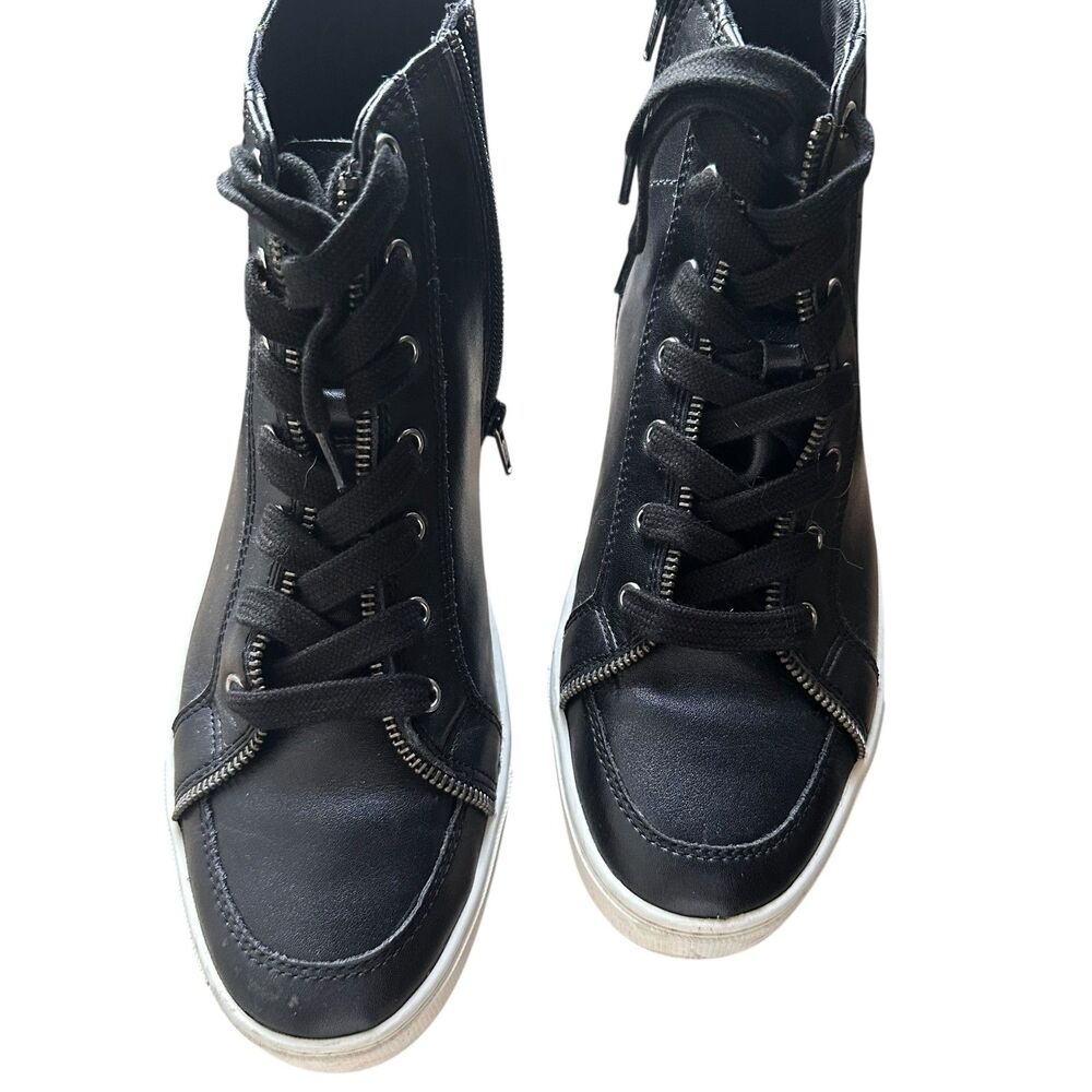 FRYE Sindy Moto Leather High Top Sneakers W Box Black Sz 11 - Picture 3 of 6